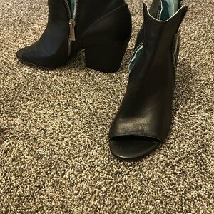 Black Peep-Toe Ankle Boots made in Italy